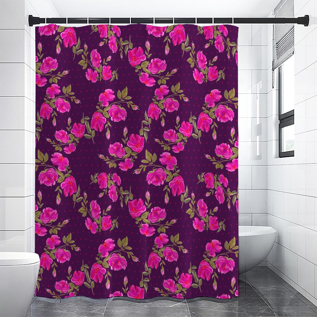 Purple Floral Flower Pattern Print Shower Curtain