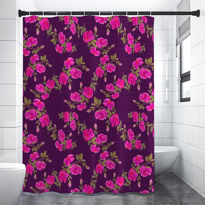 Purple Floral Flower Pattern Print Shower Curtain