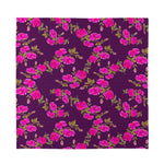 Purple Floral Flower Pattern Print Silk Bandana