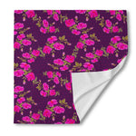 Purple Floral Flower Pattern Print Silk Bandana