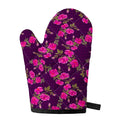 Purple Floral Flower Pattern Print Single Oven Mitt