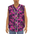 Purple Floral Flower Pattern Print Sleeveless Baseball Jersey