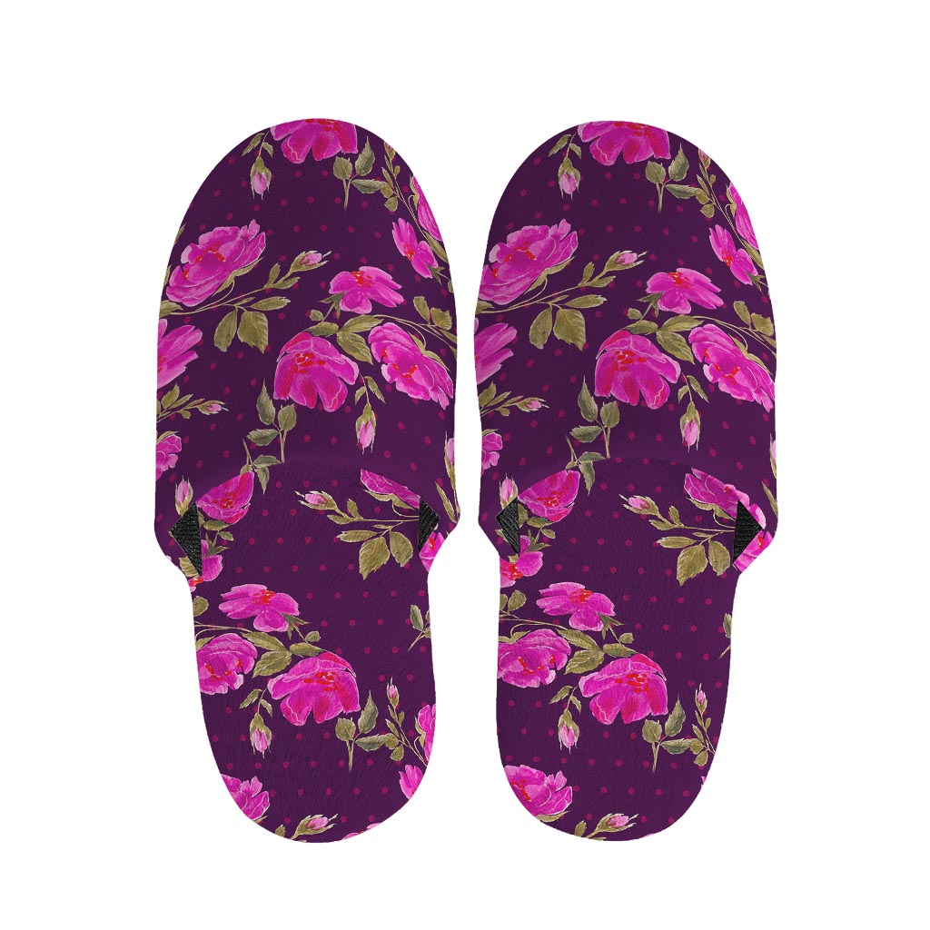 Purple Floral Flower Pattern Print Slippers