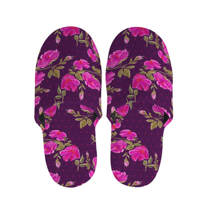 Purple Floral Flower Pattern Print Slippers