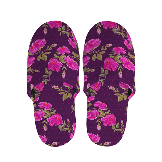 Purple Floral Flower Pattern Print Slippers