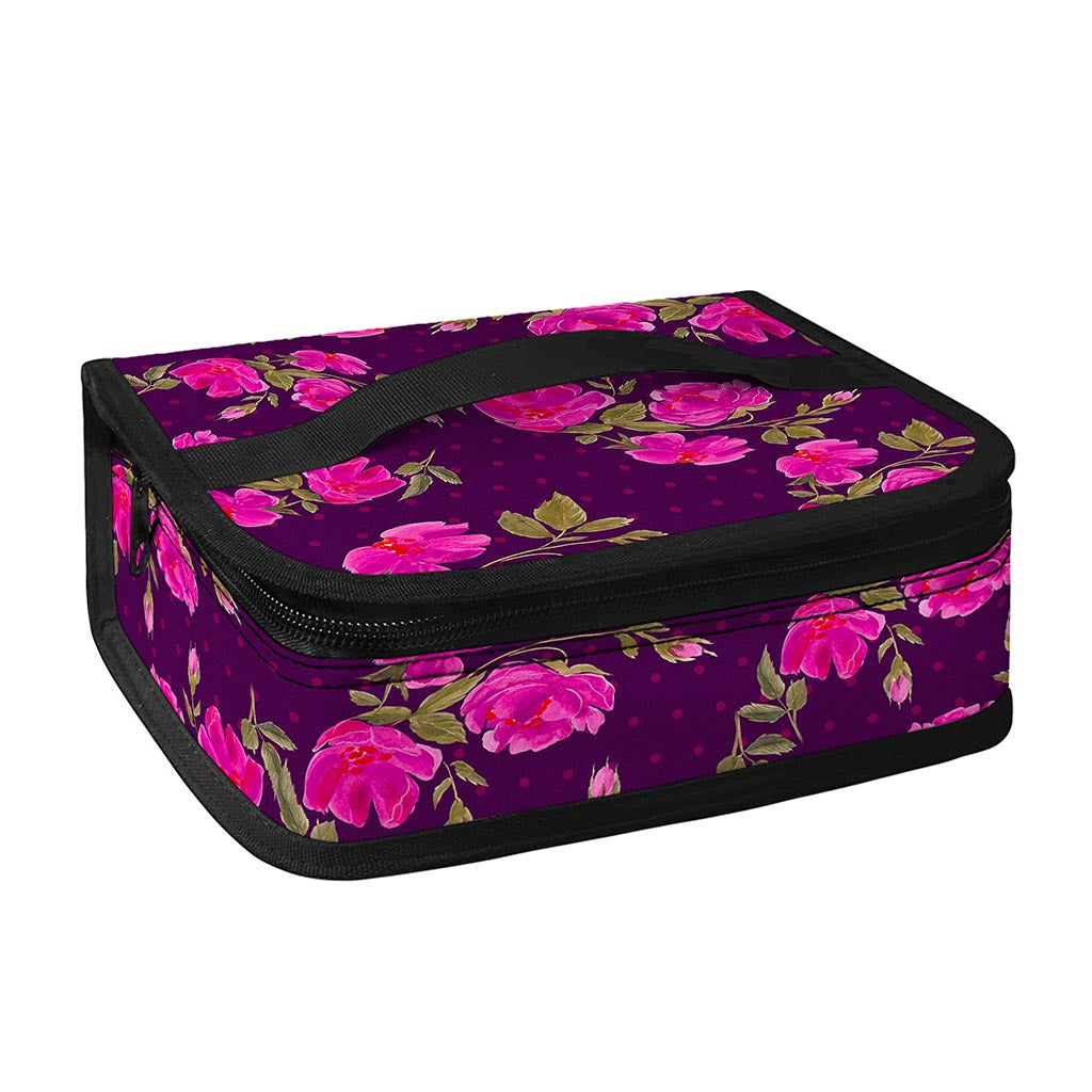 Purple Floral Flower Pattern Print Small Lunch Bag