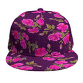 Purple Floral Flower Pattern Print Snapback Cap