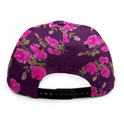 Purple Floral Flower Pattern Print Snapback Cap