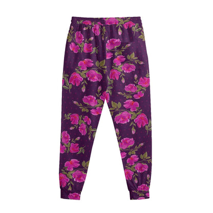 Purple Floral Flower Pattern Print Sweatpants