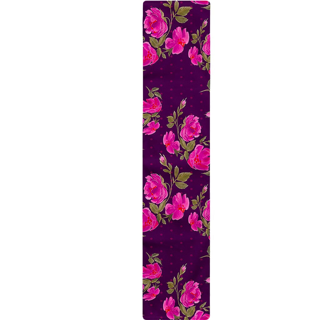 Purple Floral Flower Pattern Print Table Runner