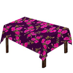 Purple Floral Flower Pattern Print Tablecloth