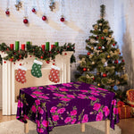 Purple Floral Flower Pattern Print Tablecloth