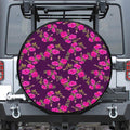 Purple Floral Flower Pattern Print Tire Cover