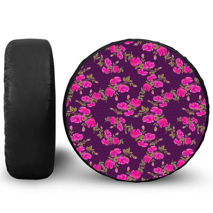 Purple Floral Flower Pattern Print Tire Cover