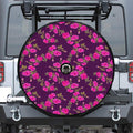 Purple Floral Flower Pattern Print Tire Cover With Camera Hole
