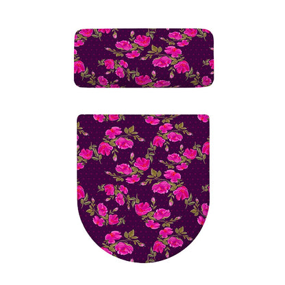 Purple Floral Flower Pattern Print Toilet Lid And Tank Cover Set