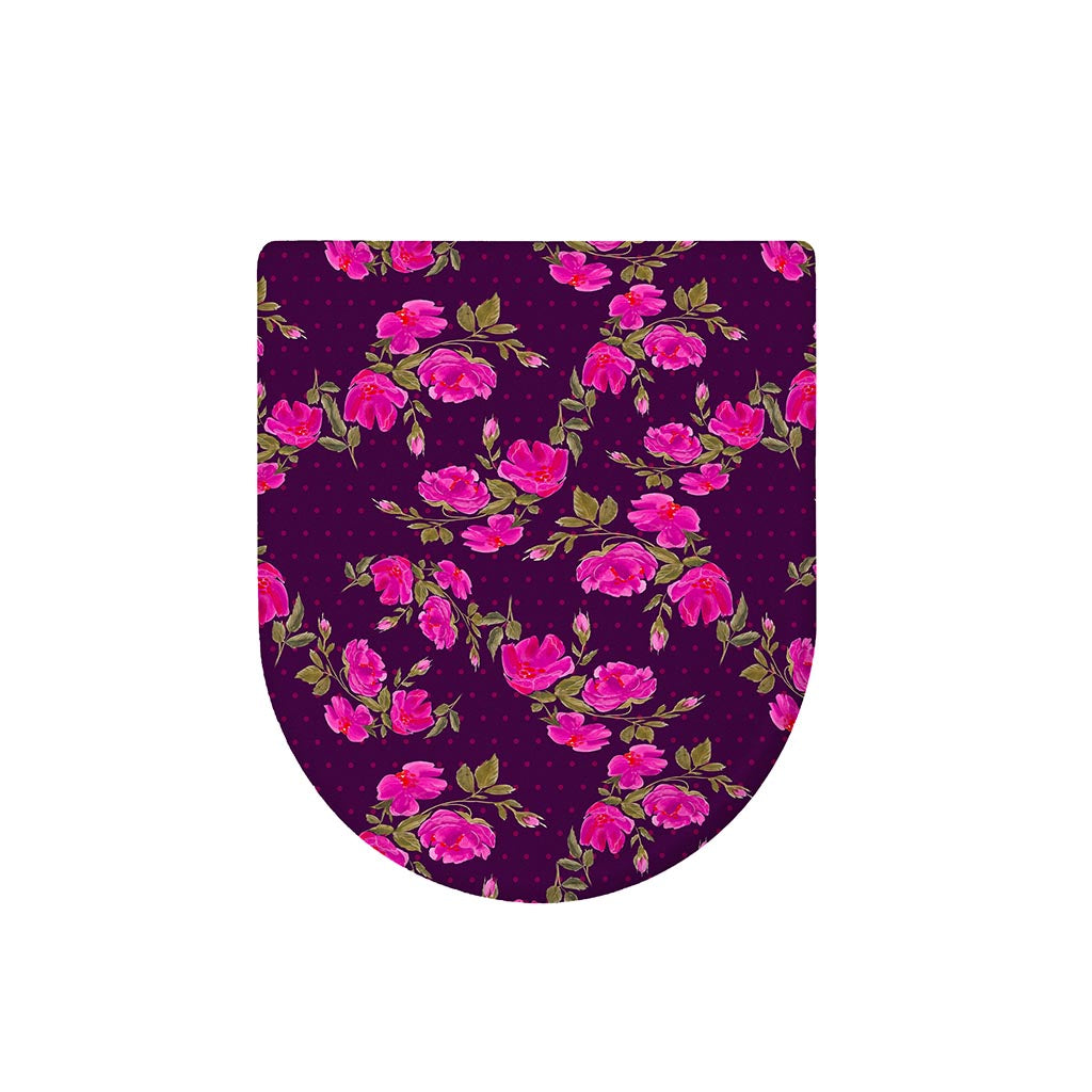 Purple Floral Flower Pattern Print Toilet Lid Cover