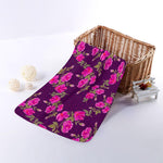 Purple Floral Flower Pattern Print Towel