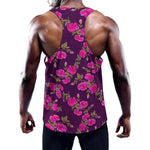 Purple Floral Flower Pattern Print Training Tank Top