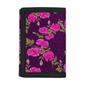 Purple Floral Flower Pattern Print Trifold Wallet