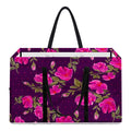 Purple Floral Flower Pattern Print Utility Tote Bag