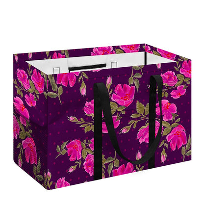 Purple Floral Flower Pattern Print Utility Tote Bag
