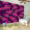 Purple Floral Flower Pattern Print Wall Sticker