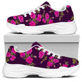 Purple Floral Flower Pattern Print White Chunky Shoes