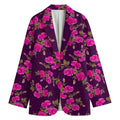 Purple Floral Flower Pattern Print Women's Blazer