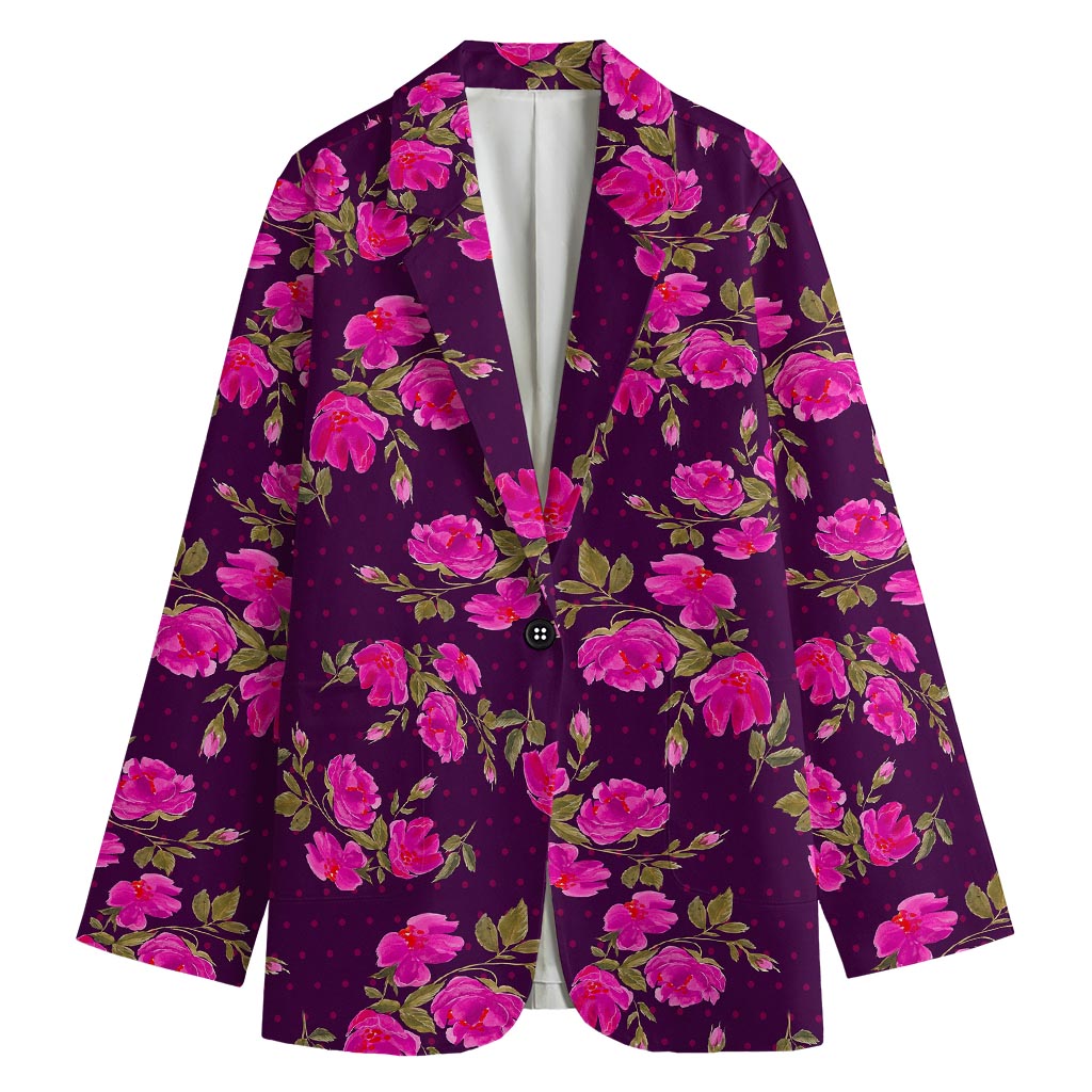 Purple Floral Flower Pattern Print Women's Blazer