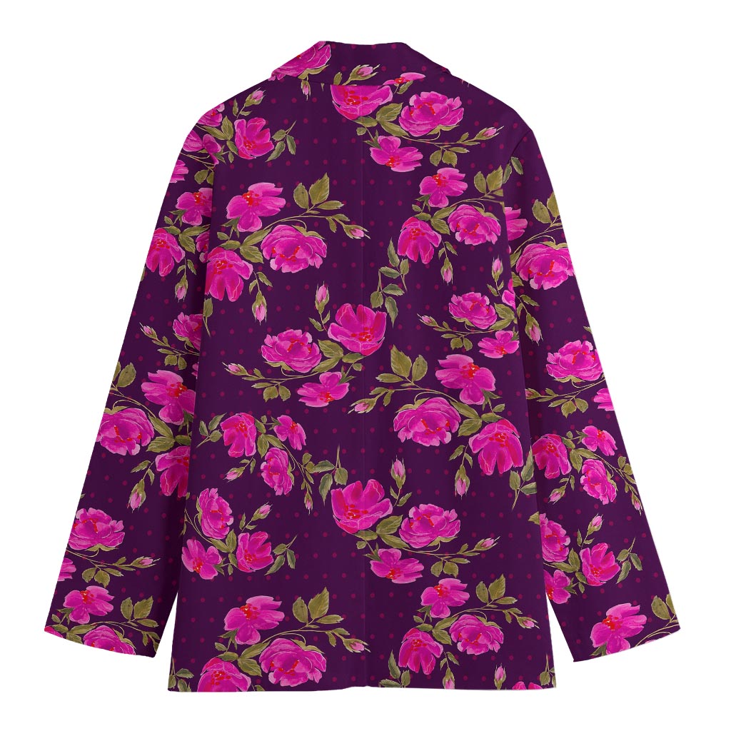Purple Floral Flower Pattern Print Women's Blazer