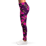 Purple Floral Flower Pattern Print Women's Leggings