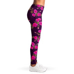 Purple Floral Flower Pattern Print Women's Leggings