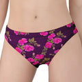 Purple Floral Flower Pattern Print Women's Panties
