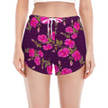 Purple Floral Flower Pattern Print Women's Split Running Shorts