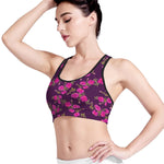 Purple Floral Flower Pattern Print Women's Sports Bra