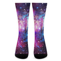 Purple Galaxy Space Blue Stardust Print Crew Socks
