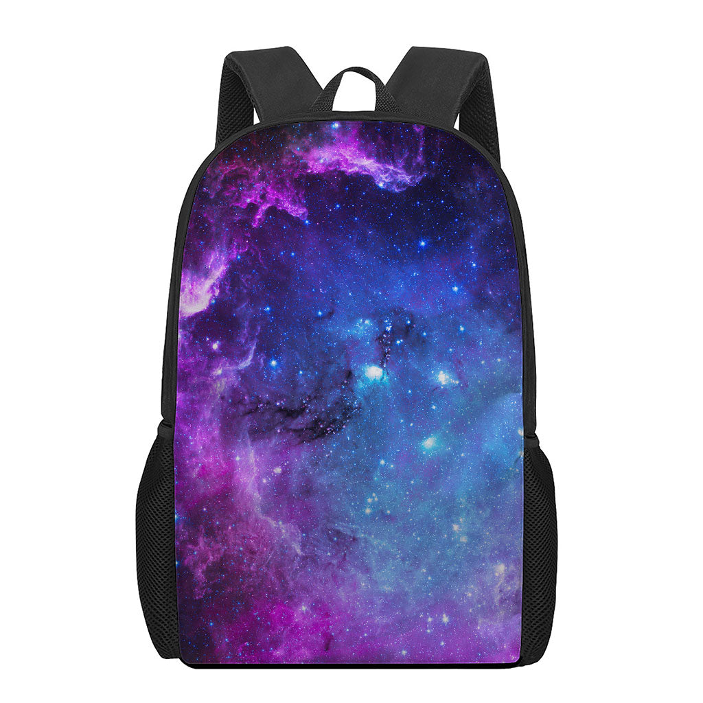 Purple Galaxy Space Blue Starfield Print 17 Inch Backpack