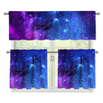 Purple Galaxy Space Blue Starfield Print 3 Piece Kitchen Curtains