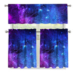 Purple Galaxy Space Blue Starfield Print 3 Piece Kitchen Curtains