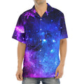 Purple Galaxy Space Blue Starfield Print Aloha Shirt