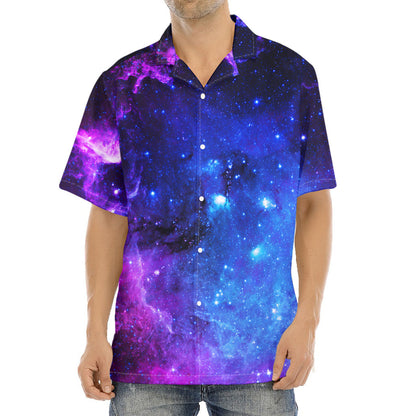 Purple Galaxy Space Blue Starfield Print Aloha Shirt