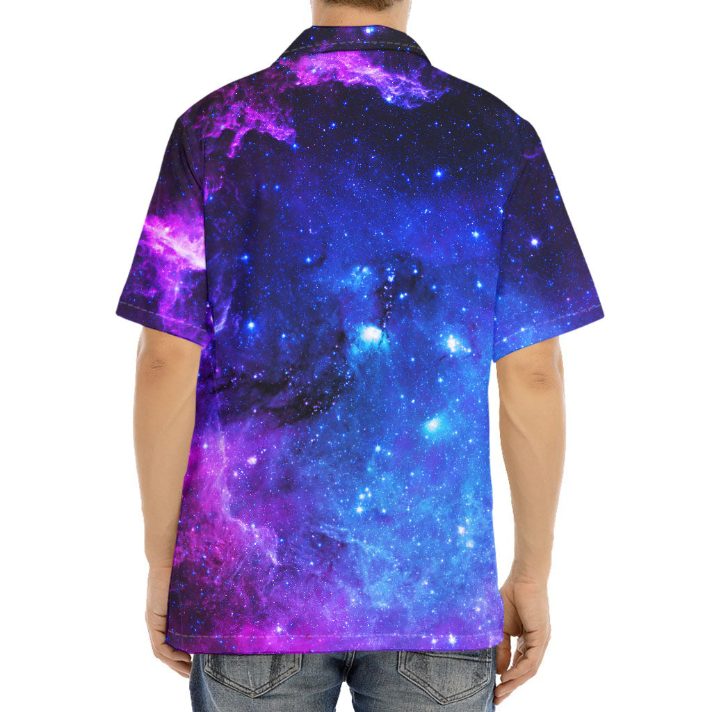 Purple Galaxy Space Blue Starfield Print Aloha Shirt
