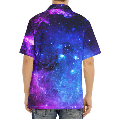 Purple Galaxy Space Blue Starfield Print Aloha Shirt