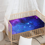 Purple Galaxy Space Blue Starfield Print Baby Crib Sheet