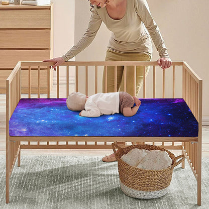 Purple Galaxy Space Blue Starfield Print Baby Crib Sheet