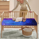 Purple Galaxy Space Blue Starfield Print Baby Crib Sheet