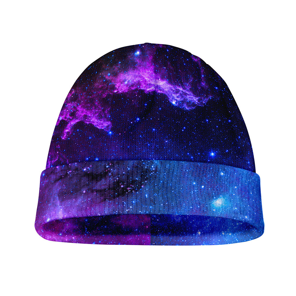 Purple Galaxy Space Blue Starfield Print Beanie
