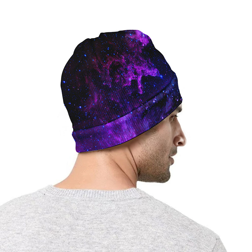Purple Galaxy Space Blue Starfield Print Beanie