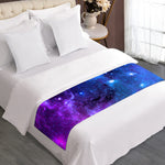 Purple Galaxy Space Blue Starfield Print Bed Runner